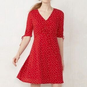LC Lauren Conrad pink polka dot fit and flare dress